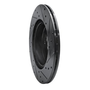 BMW Z4 Brake Rotor (1) - Rear Left - R1 Concepts - Drilled & Slotted - Black - `11-`16